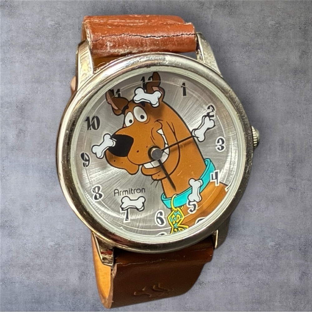 Vintage Armitron Scooby Doo Watch w/Original Brown Leather Strap/Band